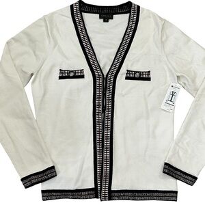 A402 Carlisle $450 Sweater cardigan blazer white black red sz S